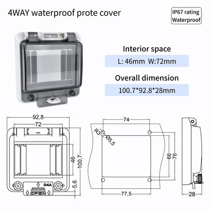 Outdoor Waterproof Window Cover with Lockable Circuit Breaker Electrical Box, Transparent Cover for IP67-Rated Button and Instru
