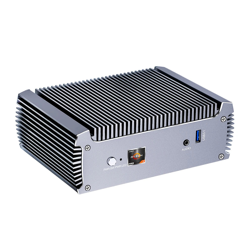 Topton Fanless AMD Mini Computer FU02 Ryzen 7 7730U 5825U R5 5625U 4500U Gaming PC Dual LAN Firewall 2*HDMI2.0 NVMe DDR4 WiFi6