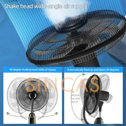 Mist Cooling Floor Fan with Remote 3-Speed High Airflow Portable Quiet Wide Oscillation Detachable Humidification Home Office