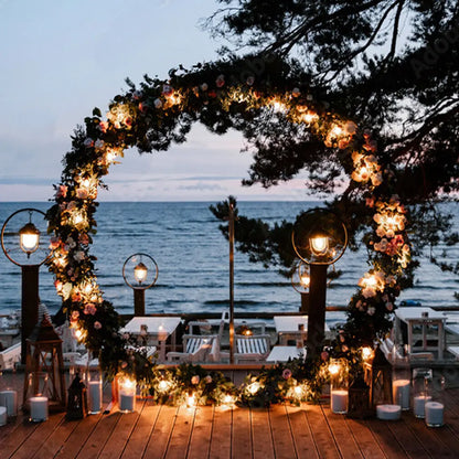 Round Wedding Arch Frame Circle Flower Balloon Archway Backdrop Stand Background Decoration for Birthday Party Christmas Events