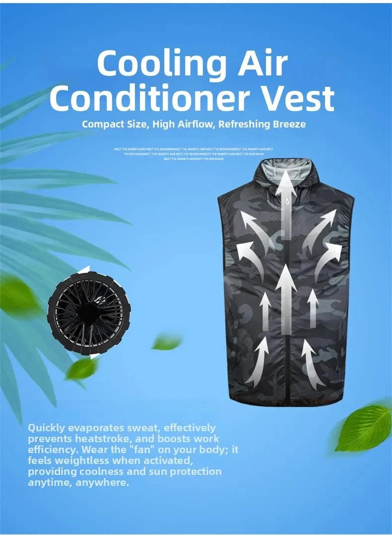 Summer Hooded Cooling Vest with Fans - Unisex Outdoor Gear for Work and Fishing