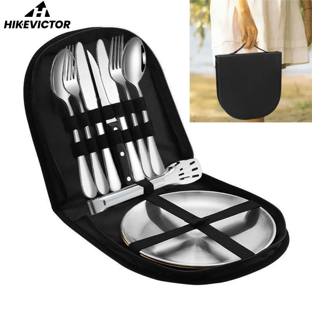 Hikevictor Outdoor Camping Cutlery Storage Bag Barbecue picnic Portable Pouch Bag Cutlery Storage Case For Fork plates Spoons