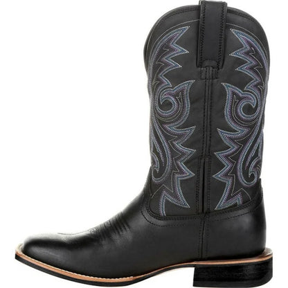 Bottes mi-mollet pour homme, style western cowboy, bottes de moto, automne, en cuir PU, modèle totem, chaussures homme au design rétro