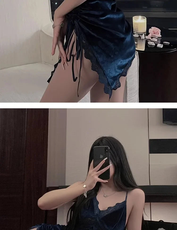 Negligee Court Style Silk Robes Nightwear Satin Sleepwear Summer Nightdress Night Wear French Women's Dressing Gown Night Dress