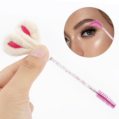 10pcs Tube Eyelash Brush Lash Extension Makeup Brushes Eyebrow Comb Rabbit Ears Designer False Eyelashes Microbrush Beauty Tool