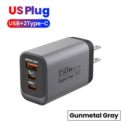 Multi Ports USB Type C Fast Charger 150W Super Charging Wall EU/US/UK Plug Charger Quick Charge3.0 USB Adapter PD3.0 Charge Head