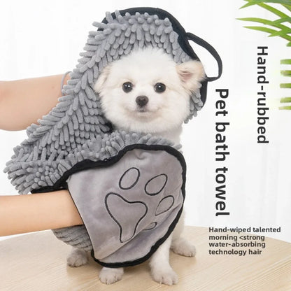 1Pcs Super Absorbent Pet Bath Towel Quick-drying Cat Towels Convenient Soft Bath Robe Dry Pet Cleaning Washcloth Dog Accessories