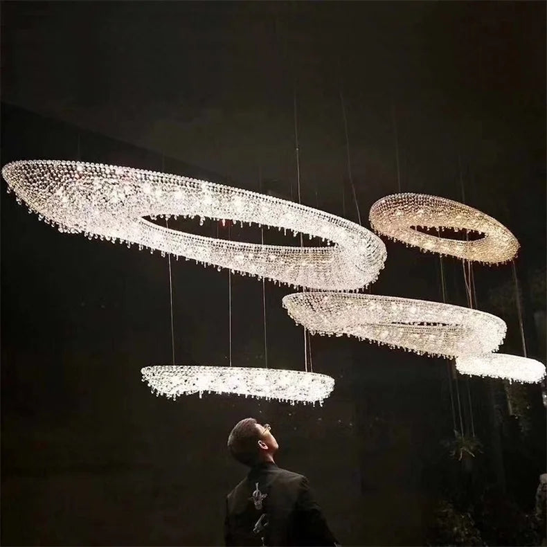 2025 Modern Luxury Round Oval Crystal Chandelier For Living Dining Room Chrome Luster LED Pendant Lights Hotel Duplex Villa Lamp