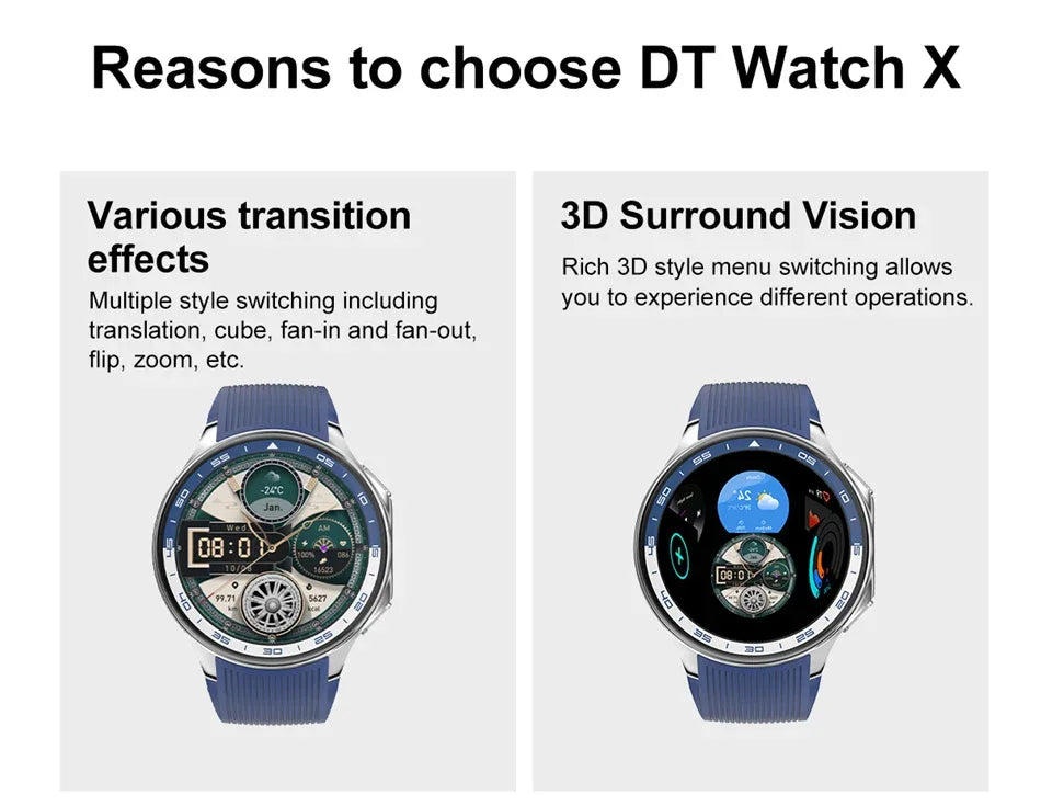 DT Watch X 4G Memory For OPPO Smart Watch Music Video Bluetooth Call IP68 Waterproof AMOLED Smartwatch For TWS Earphones 2026New