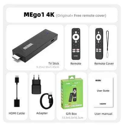 [Genuine] 2025 Newest Mini TV Stick MECOOL MEgo1 4K HDR 2GB+8GB 5G Built-in wifi LAN 100M Best Google Certified Netflix TV Stick