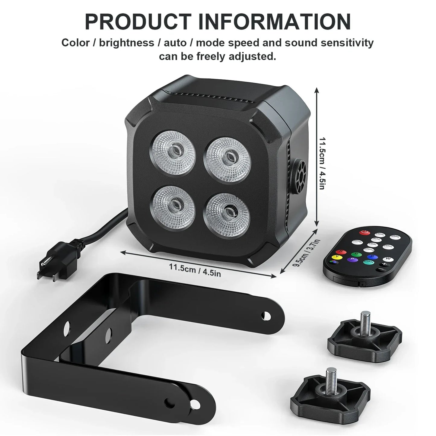 Yiflamefly 30W Par Lights 4x8W LED RGBWYP+CYAN DJ Light Remote & DMX Controlled Stage Light For Wedding Party Club Disco