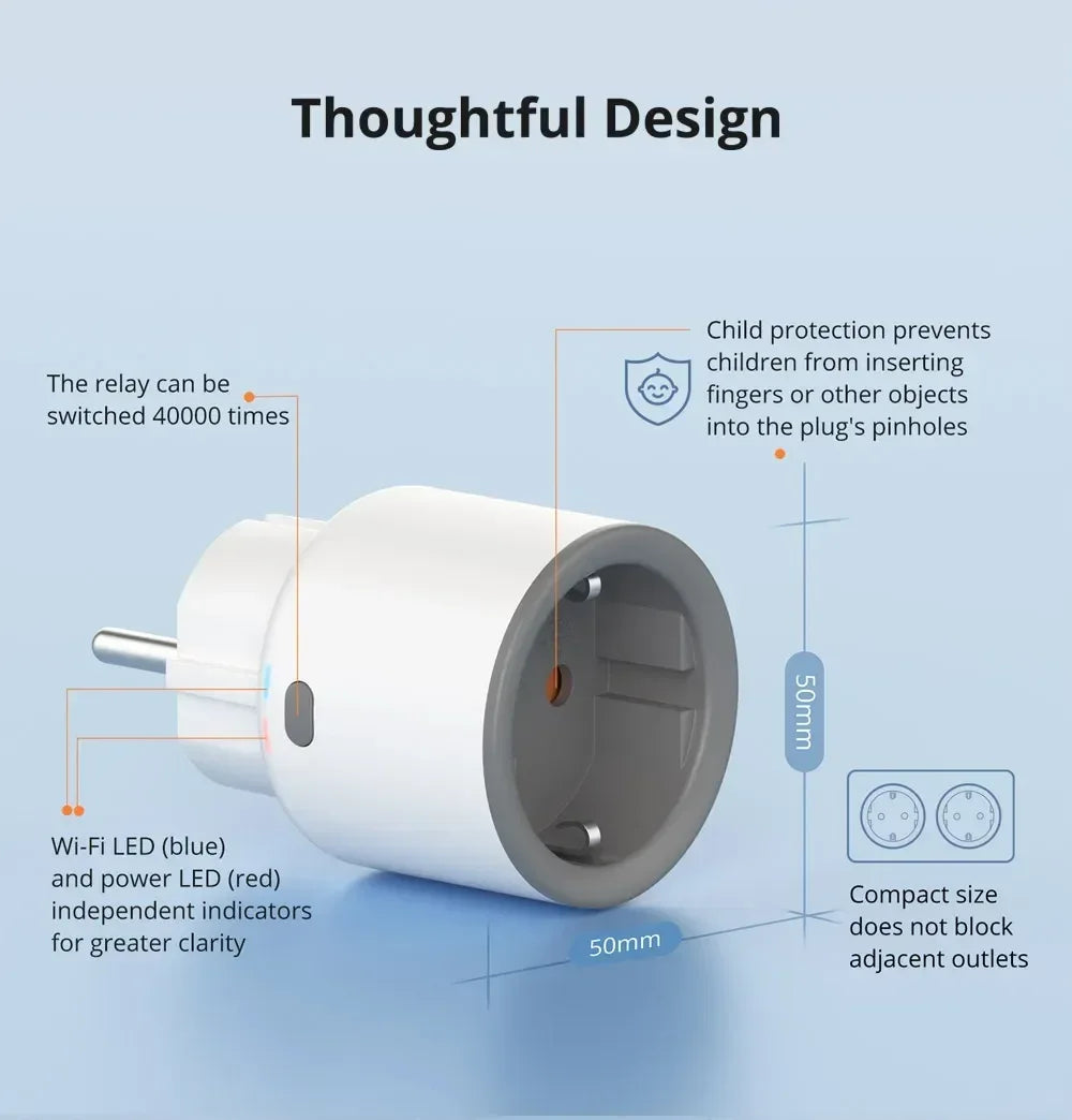 SONOFF S60 EU SONOFF Wifi Socket Wifi Smart Socket Overload Protection Timer Smart Scene Remote Control Via EWeLink Home IFTTT