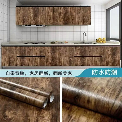 PVC Waterproof Self Adhesive Wallpaper Wall in Rolls Furniture Cabinets Vinyl Decorative Film Wood Grain Stickers For Home Decor