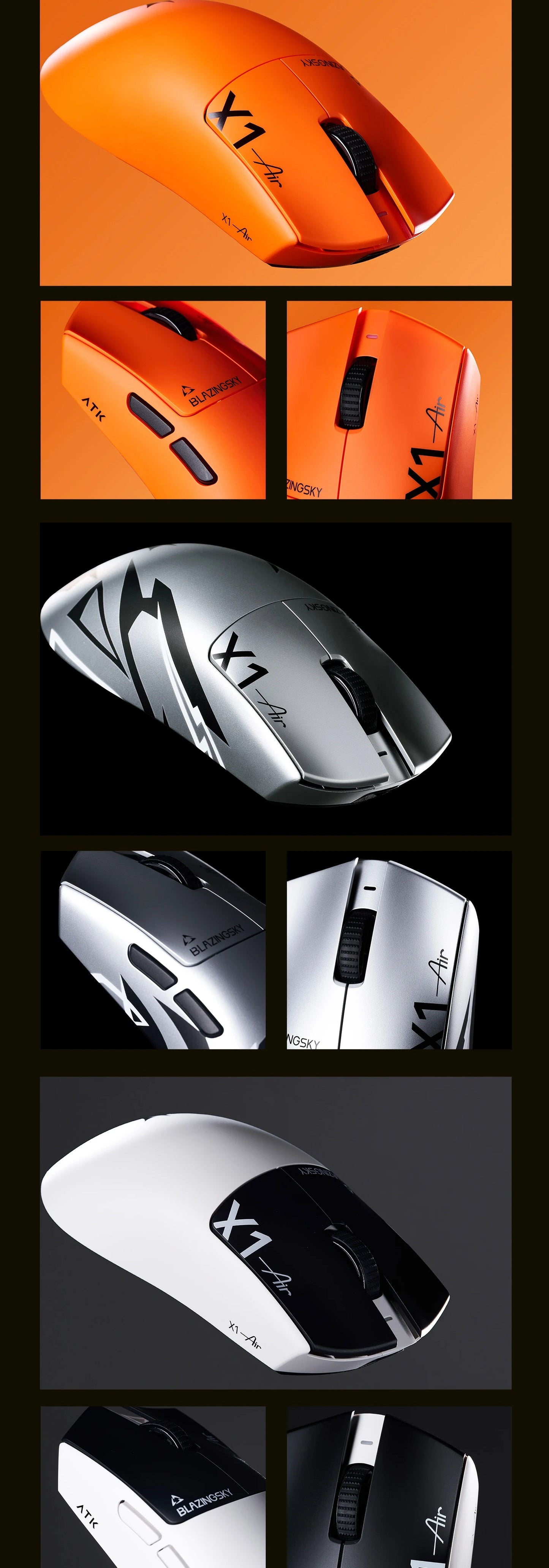 ATK Blazing Sky X1V2/X1 Air+ Wireless Mouse Dual Mode Paw 3950ultra 8k Return Rate Custom Ergonomics E-Sport Gaming Ofiice Mouse