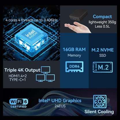 Mini Computer 4K Intel Core I9 8950HK 16GB DDR4 1/2TB SSD PC Windows 11 UHD Graphics Pocket PC 4K HD Mini Gaming Pc Desktop