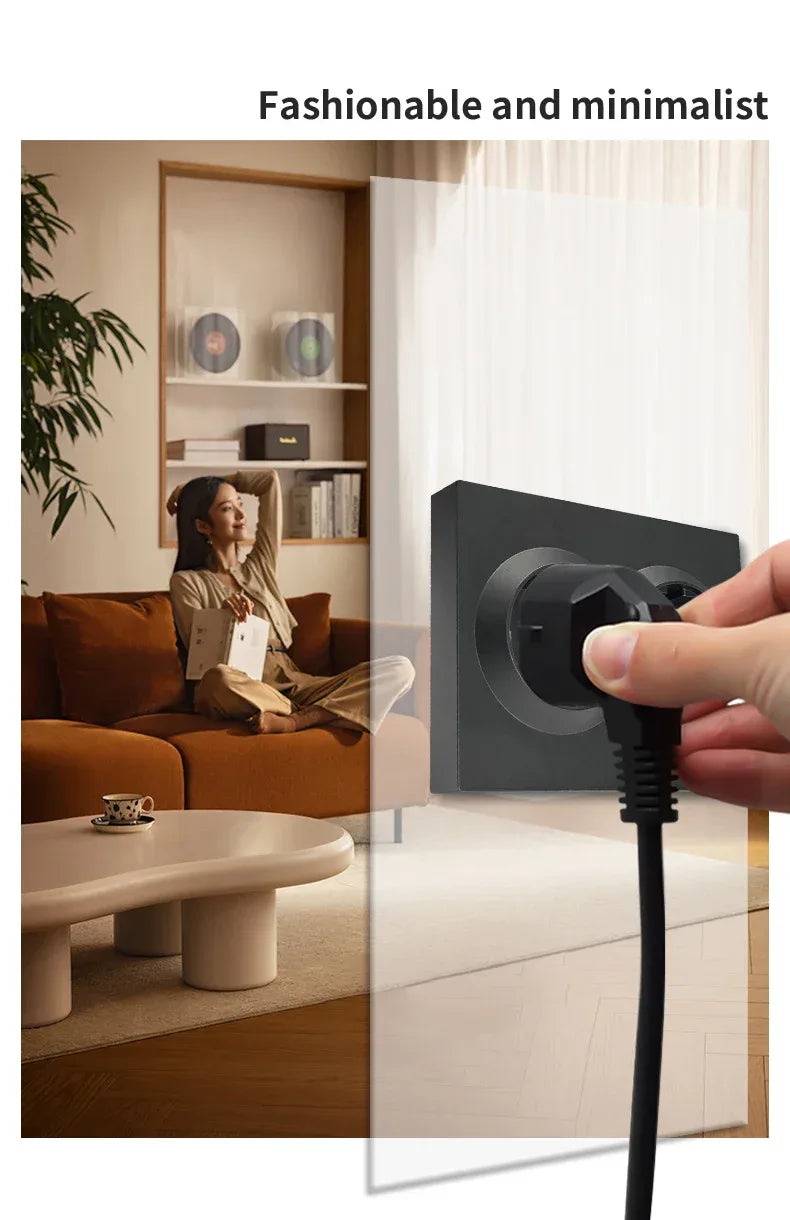 Black 250V With Ground Paint Plastic Plugs Socket AC EU Standard Flame Retardant Electrical Outlets Classic Wall Embedded Socket