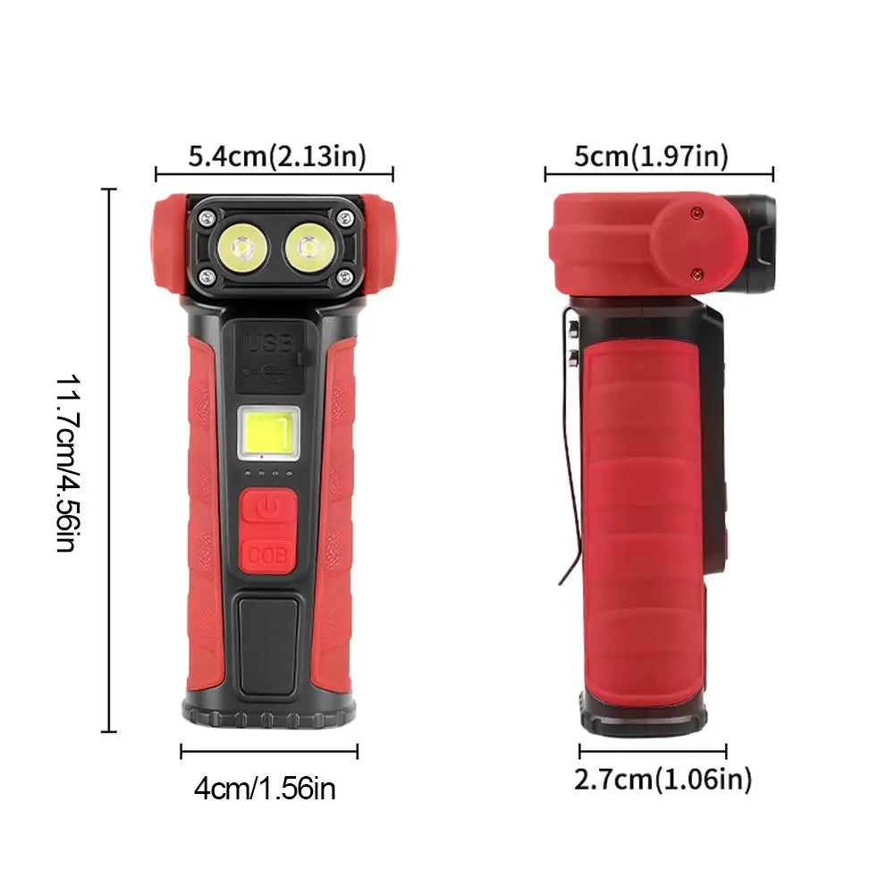 Mini Rotating LED Flashlight Ultra-Bright Emergency Flashlight Rotating Work Light Rechargeable Pocket Flashlight