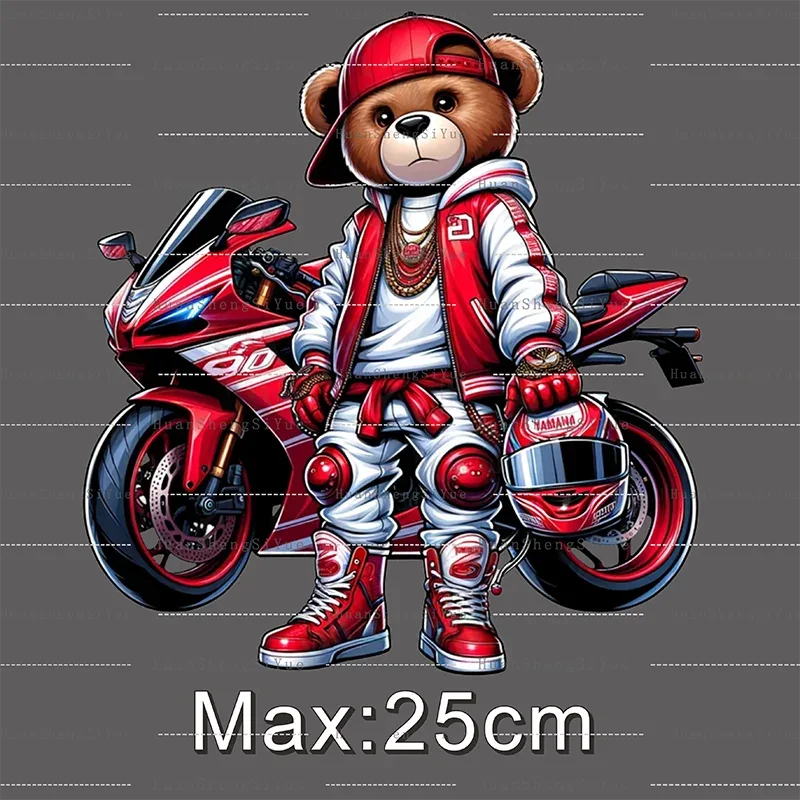 Teddy Bear Street Style Ironing Sticker Clothes DTF Fashion T-shirt Hoodie DIY Hot Transfer Printing Hot Sticker Waterproof