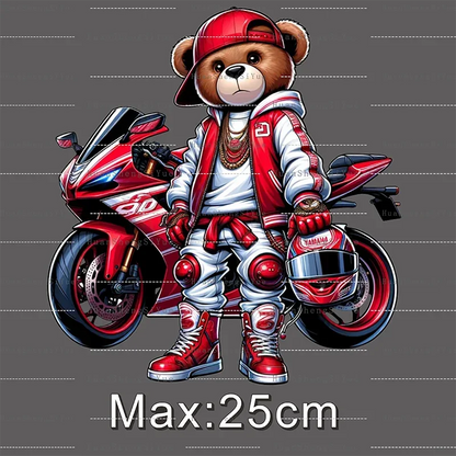 Teddy Bear Street Style Ironing Sticker Clothes DTF Fashion T-shirt Hoodie DIY Hot Transfer Printing Hot Sticker Waterproof