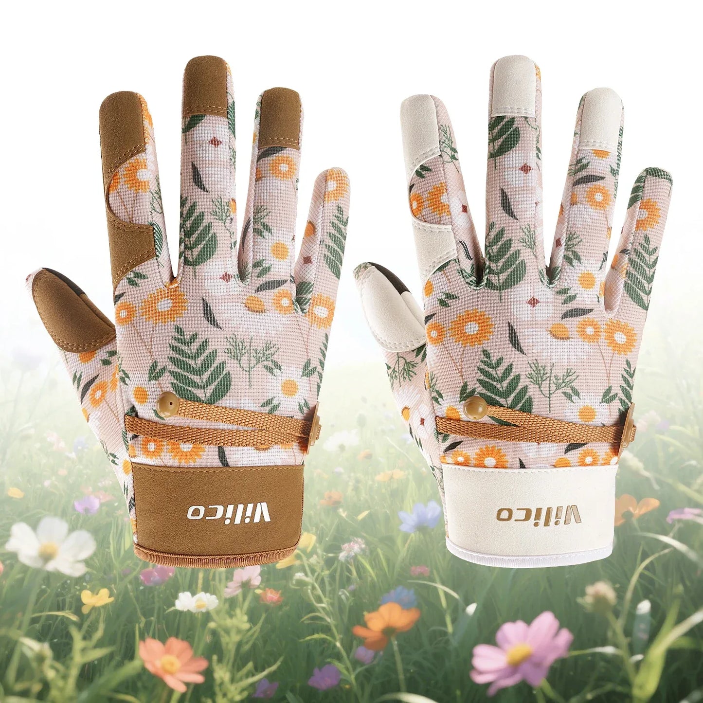 Vilico ladies' gardening gloves, breathable ladies' leather garden garden gloves, the best gift for gardeners