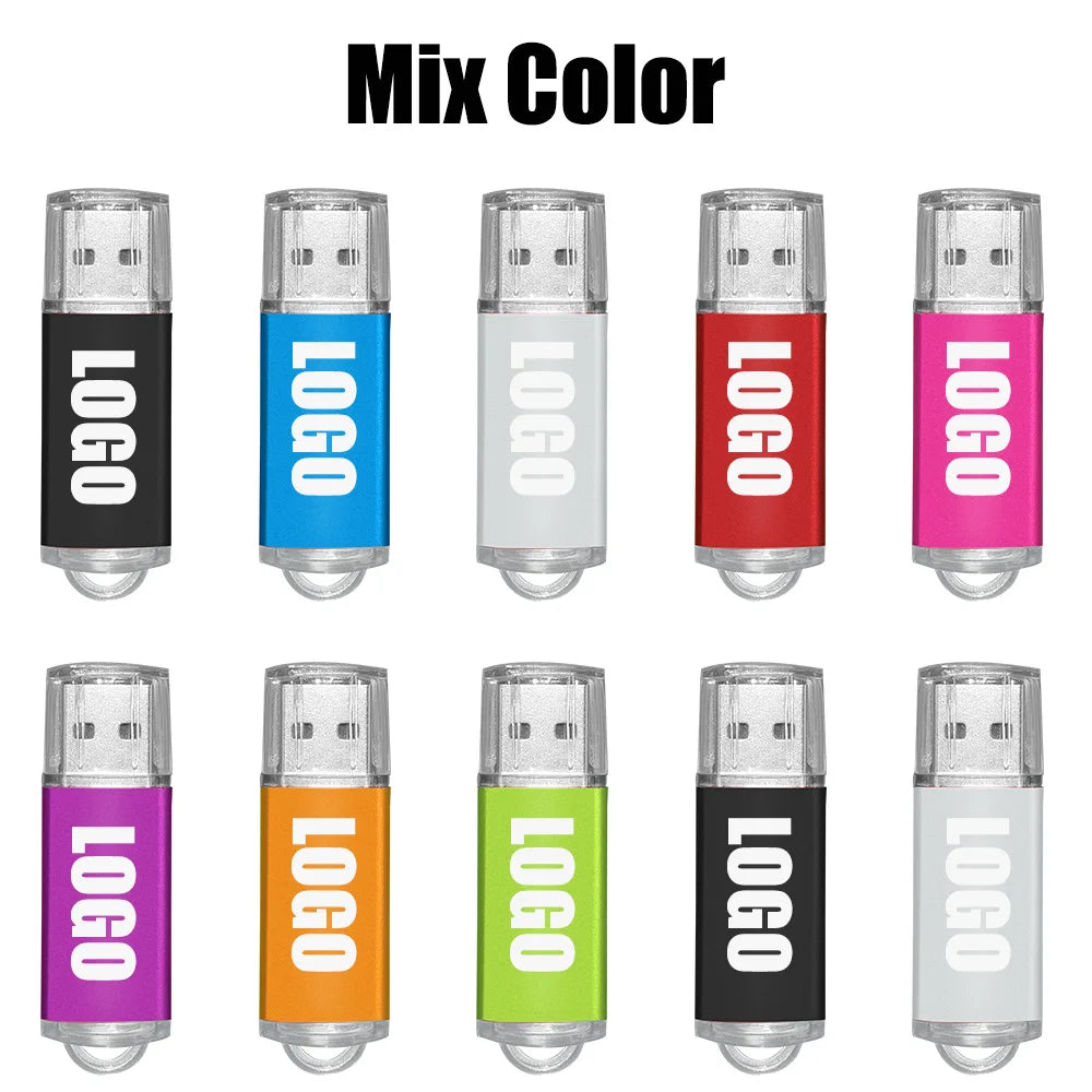 100PCS USB 2.0 Pendrive 128GB 64GB 32GB 16GB 8GB USB Flash Drive 4GB 2GB Free Laser Logo 2.0 USB Flash Drive Stick Best Gift