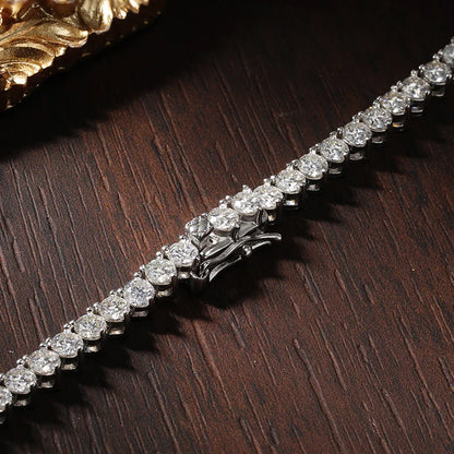 KNOBSPIN 3 Claw D VVS1 Moissanite Tennis Necklace s925 Sterling Silver 18k White Gold GRA Certified Wedding Necklaces for Women