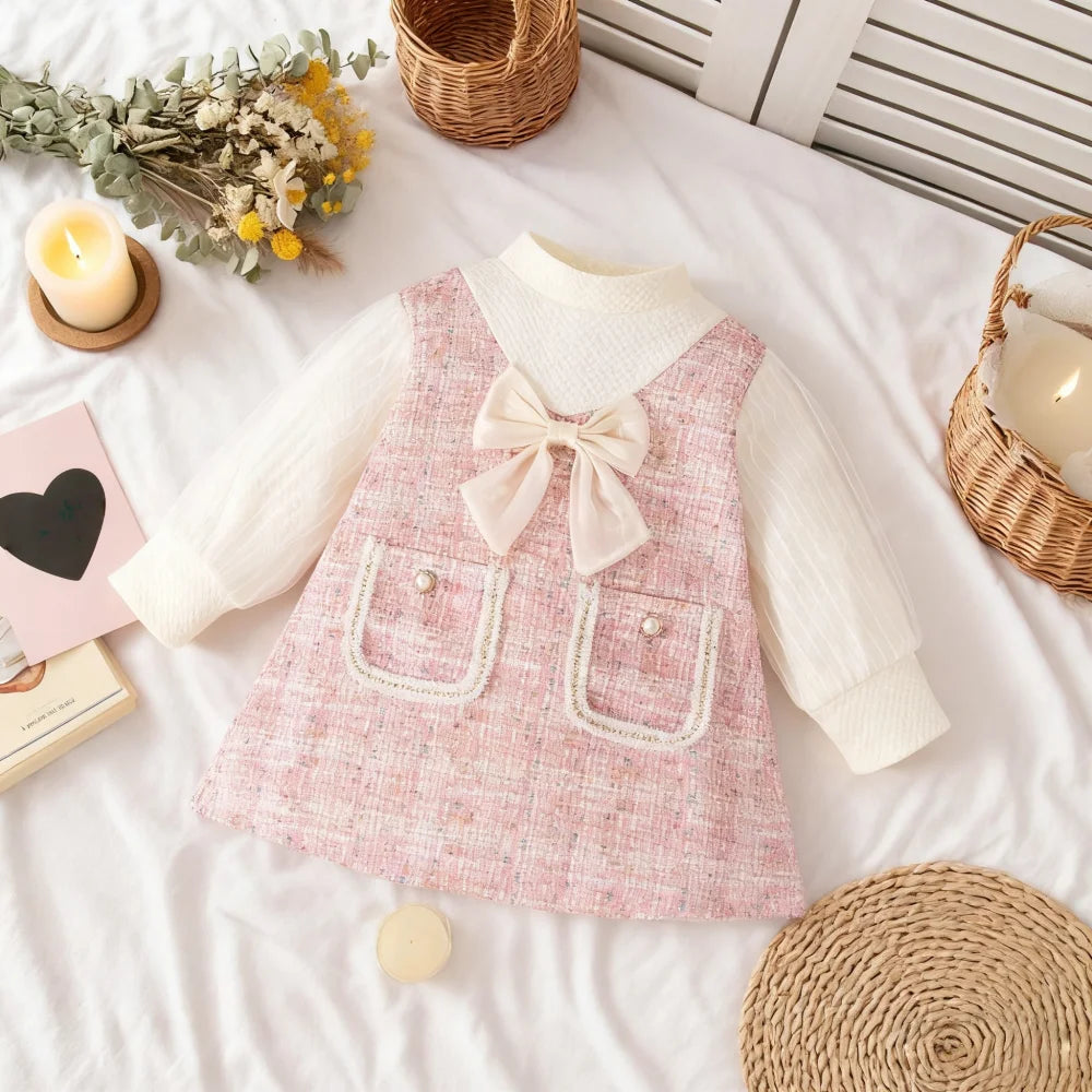 Baby Girl Dress Spring And Autumn Bow Cotton Long Sleeved Girl Dress Cute Christmas Style Baby Dress