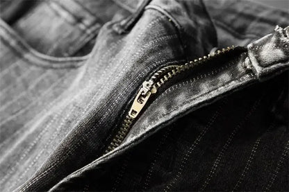 Trousers Skinny Luxury Men's Jeans Stripe Slim Fit Man Cowboy Pants with Pockets Tight Pipe Soft New in Plus Size Trend 2024 Xs