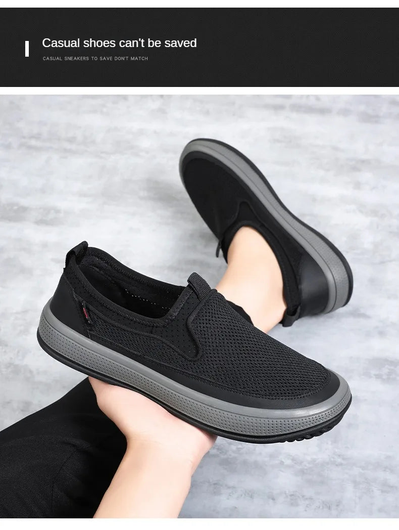 Men's mesh shoes 2026 summer new solid color versatile single shoe breathable soft sole lightweight casual shoes