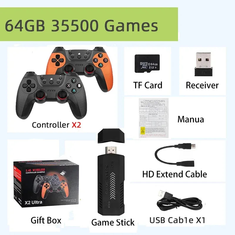 X2 Ultra Retro Video Game Console 4K 3D HD Handheld Game Stick Game Wireless Controller TV Game Play 256G Retro Games Man Gifts
