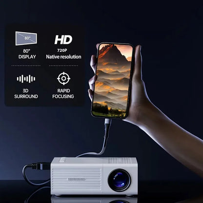 Compact Mini Projector, 320*240 Native Supporting 1080P USB Connectivity, Remote Included | Works with Smartphones, Tablets