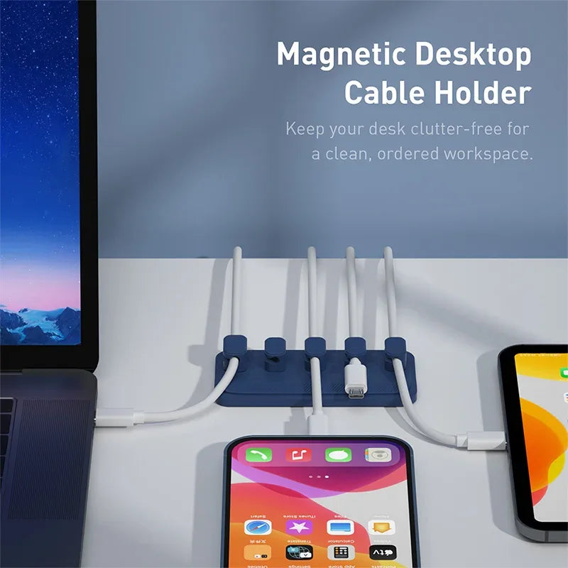 Magnetic Cable Management Holder Desktop Cable Clip Multipurpose Cord Keeper For Home Office For Mouse Charging Cables Storage