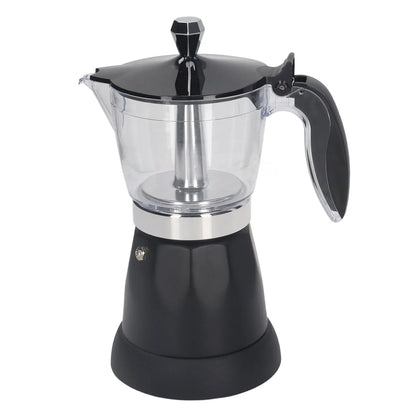 Portable 6 Cup Electric Coffee Maker Transparent Top Italian Coffee Pot Machine 300ML for Home