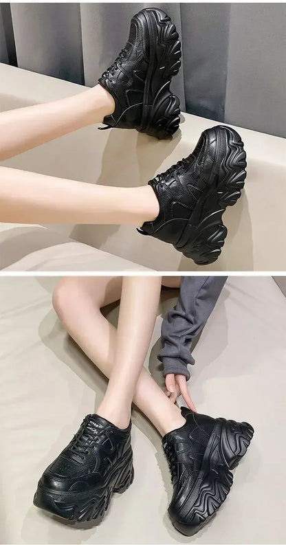 Trendy 2025 New Spring Summer Women's Shoes High Heel Increased Thick Bottom Flats White Casual Shoes Loafers