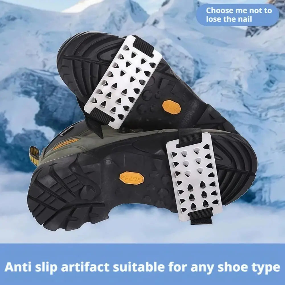 1 Pair Adjustable Stainless Steel Snow Claw Ice Grippers With System - Heavy-Duty Winter Climbing, Walking, Driving Grips Tool