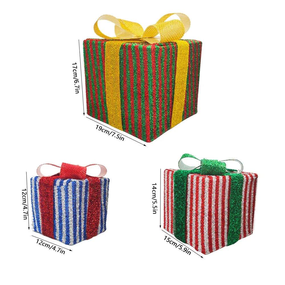 3PC Christmas Light Up Gift Box, LED Indoor Outdoor Decoration, Lighted Christmas Box Gift Decoration Indoor Outdoor Patio