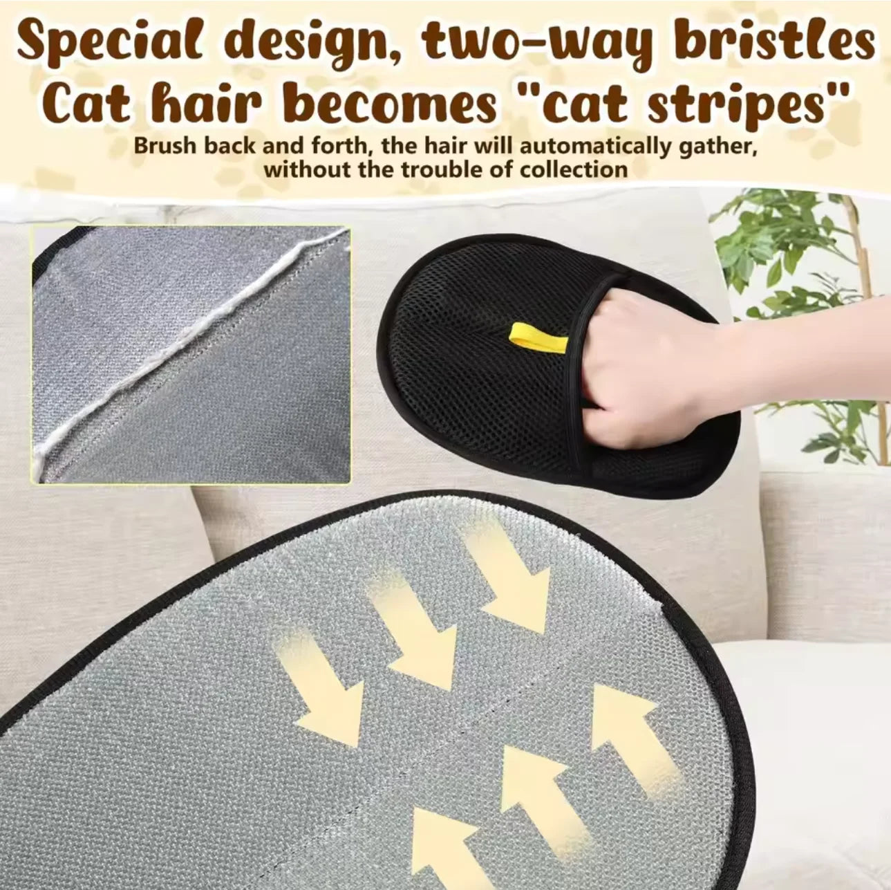 Pet Hair Removal Tool Reusable Static Removal Gloves, Double-Sided Grooming Gloves for Pets, Removes Pet Fur Hair for Carpets