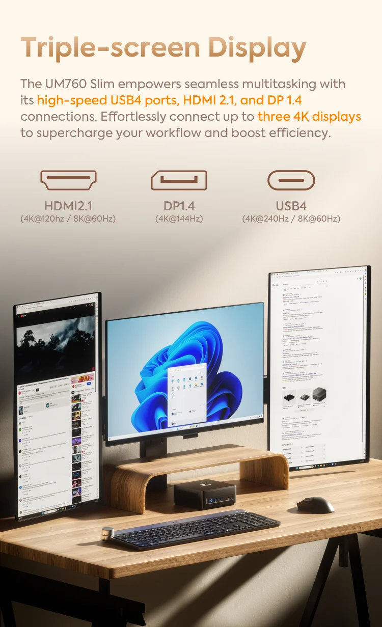 MINISFORUM Mini PC UM870 Slim AMD Ryzen 7 8745HMini Computer Window 11 DDR5 32GB 1TB SSD UM680 Slim AMD Ryzen 7 6800H  Gaming PC