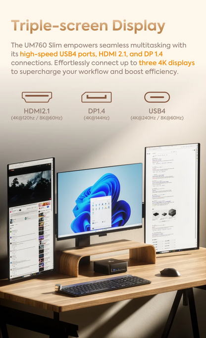 MINISFORUM Mini PC UM870 Slim AMD Ryzen 7 8745HMini Computer Window 11 DDR5 32GB 1TB SSD UM680 Slim AMD Ryzen 7 6800H  Gaming PC