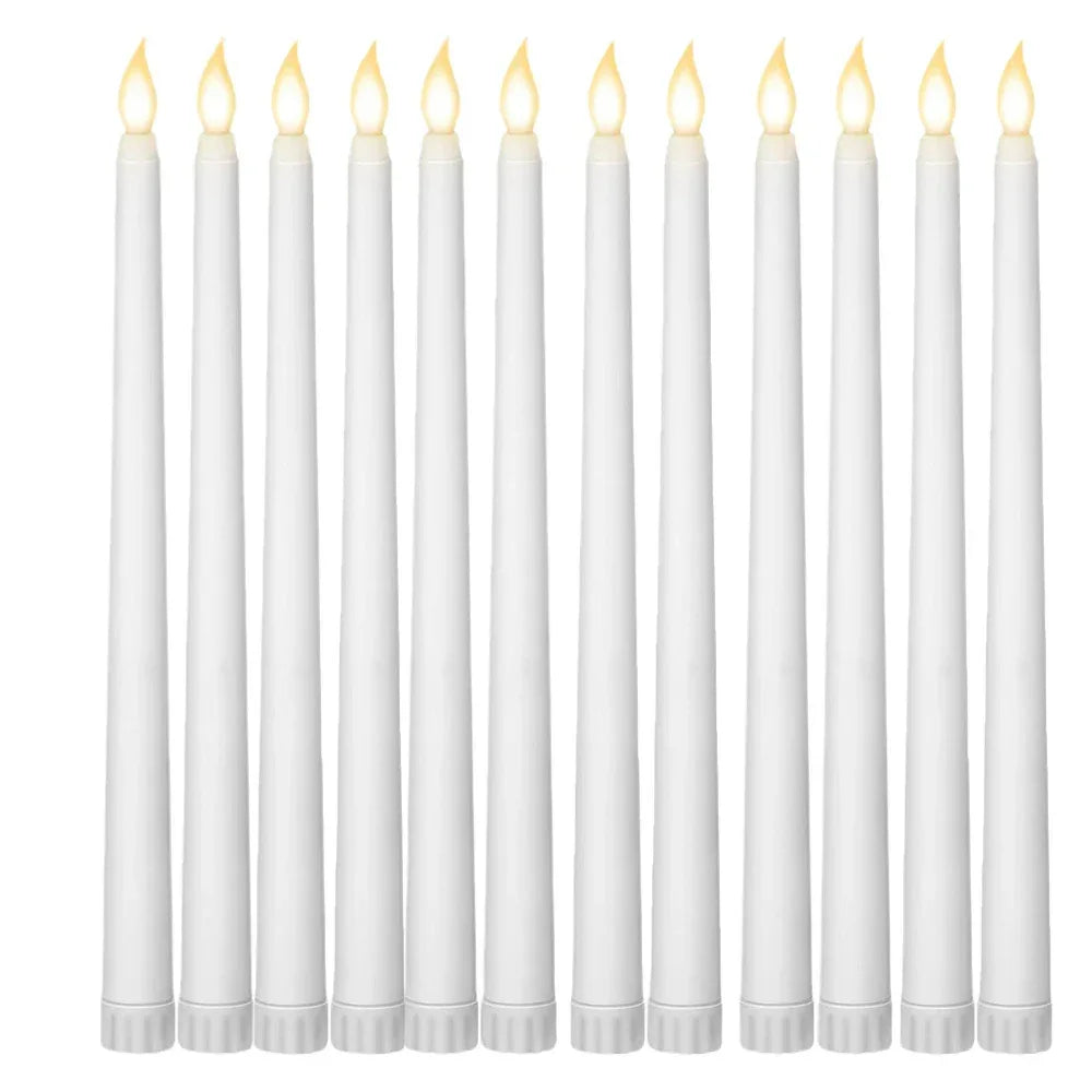 6/12Pcs LED Flameless Taper Candles Tapered Candle Battery Operated Warm White Flickering Flame Handheld Candlesticks Home Decor