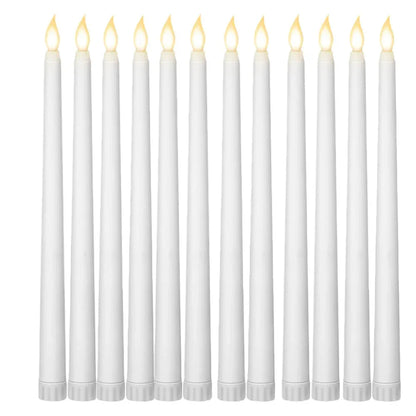 6/12Pcs LED Flameless Taper Candles Tapered Candle Battery Operated Warm White Flickering Flame Handheld Candlesticks Home Decor