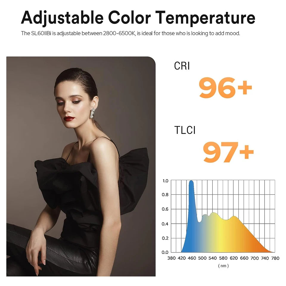 Godox SL60IID SL60IIBi 75W Daylight Bi-color LED Video Light with Bowens Mount for Camera Photography Fill Light CRI 96 TLCI 97