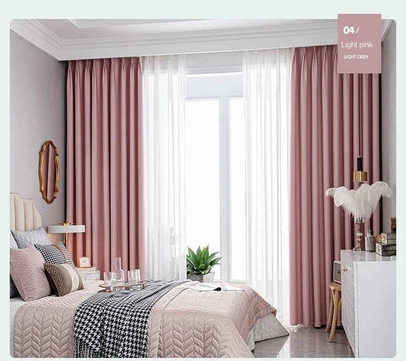 Light Luxury High Grade Bedroom High Blackout Curtain Ins Style Living Room Curtains Green Natural Solid Color Thickened Drapes