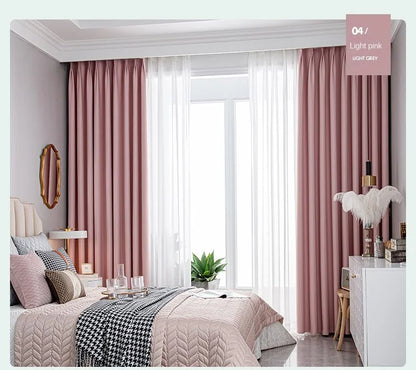 Light Luxury High Grade Bedroom High Blackout Curtain Ins Style Living Room Curtains Green Natural Solid Color Thickened Drapes