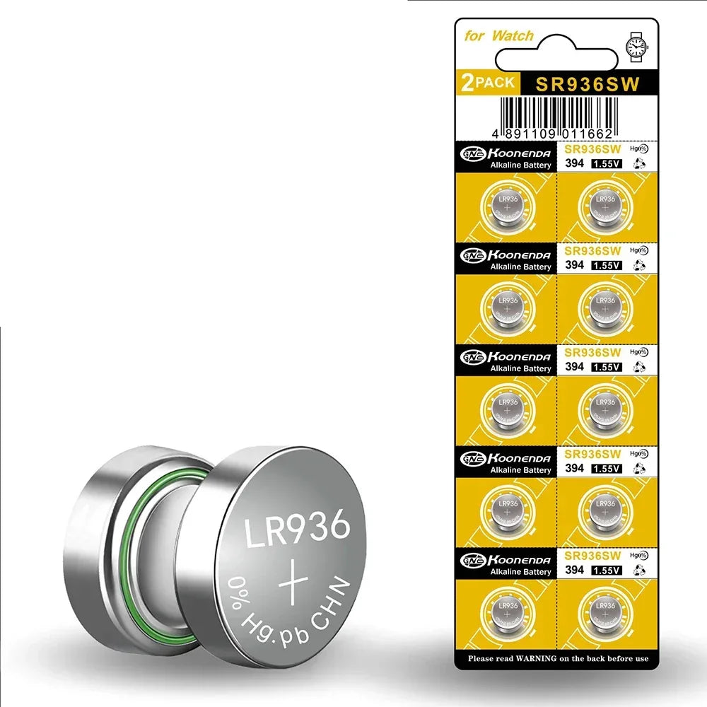 5-10PCS 1.55V AG9 50mAh Button Cell LR936 394 SR936SW CX194 LR45  G9A 194 394A SR936 L936F Cell Coin Watch Toys Remote Battery