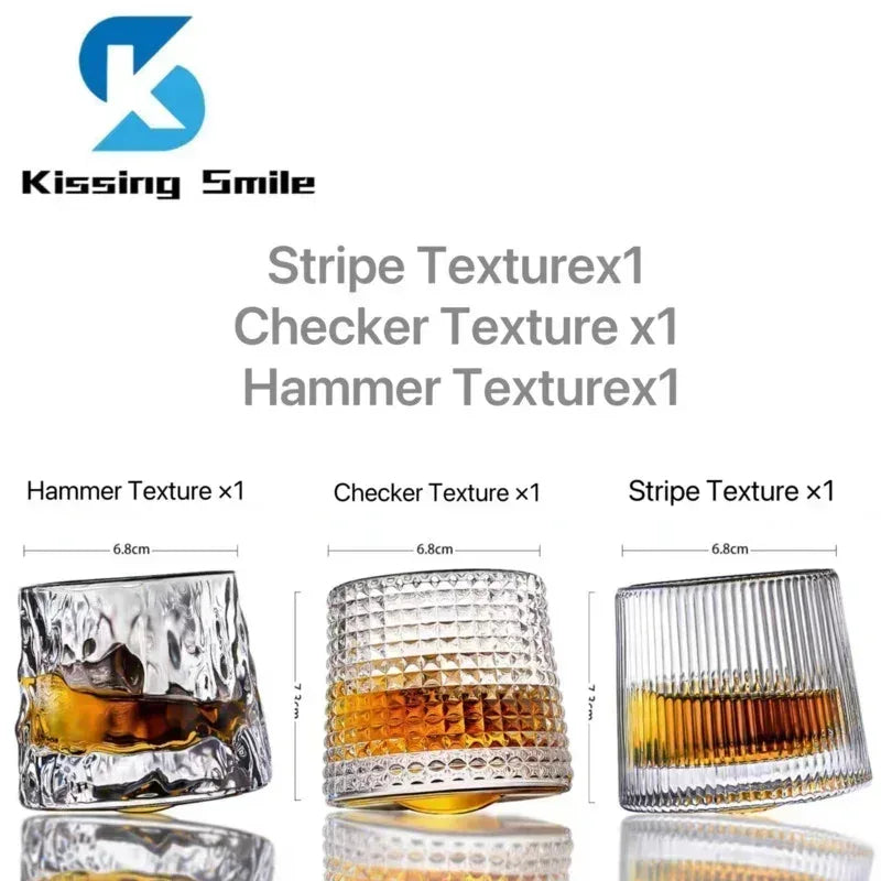Creative Whiskey Glasses Durable Spinning Glassware Cocktails Wine Brandy Cup Water Juice Tea Mug Party Drinking Glass Tumbler