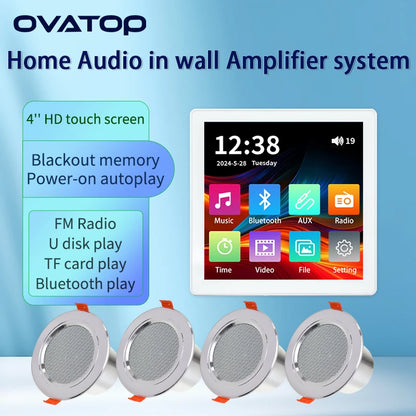 MINI touch screen TF Audio in wall amplifier home theater bluetooth control panel Background music player stereo ceiling speaker