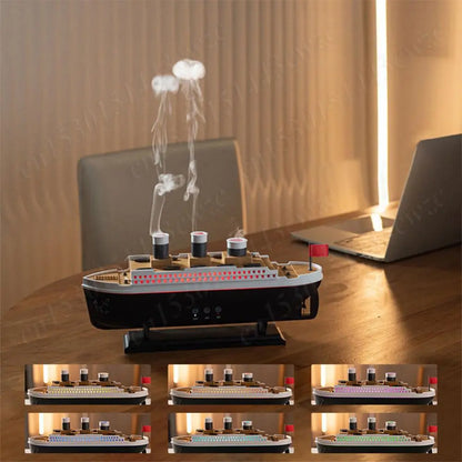 Ship Model Decoration Air Humidifier 250ml Ocean Liner Essential Oil Diffuser Jellyfish Smoke Ring Spray Aroma Diffuser For Home
