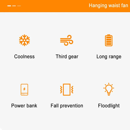 Waist Fan 5000mAh Rechargeable Portable Bladeless Air Conditioner Fan Outdoor Sport Waist Clip Fan with Power Bank Flashlight