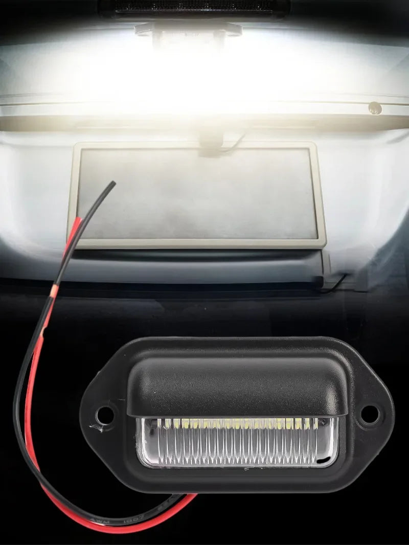 6 LED Universal Car License Light for SUV Truck Trailer Van Tag Step Lamp White Bulbs Car License Plate Lights Car Accessories